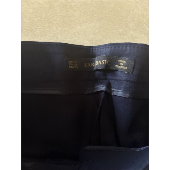 Zara Navy High Waisted Gold Button Detail Stretch Pants Womens Size 4 - Picture 5 of 9